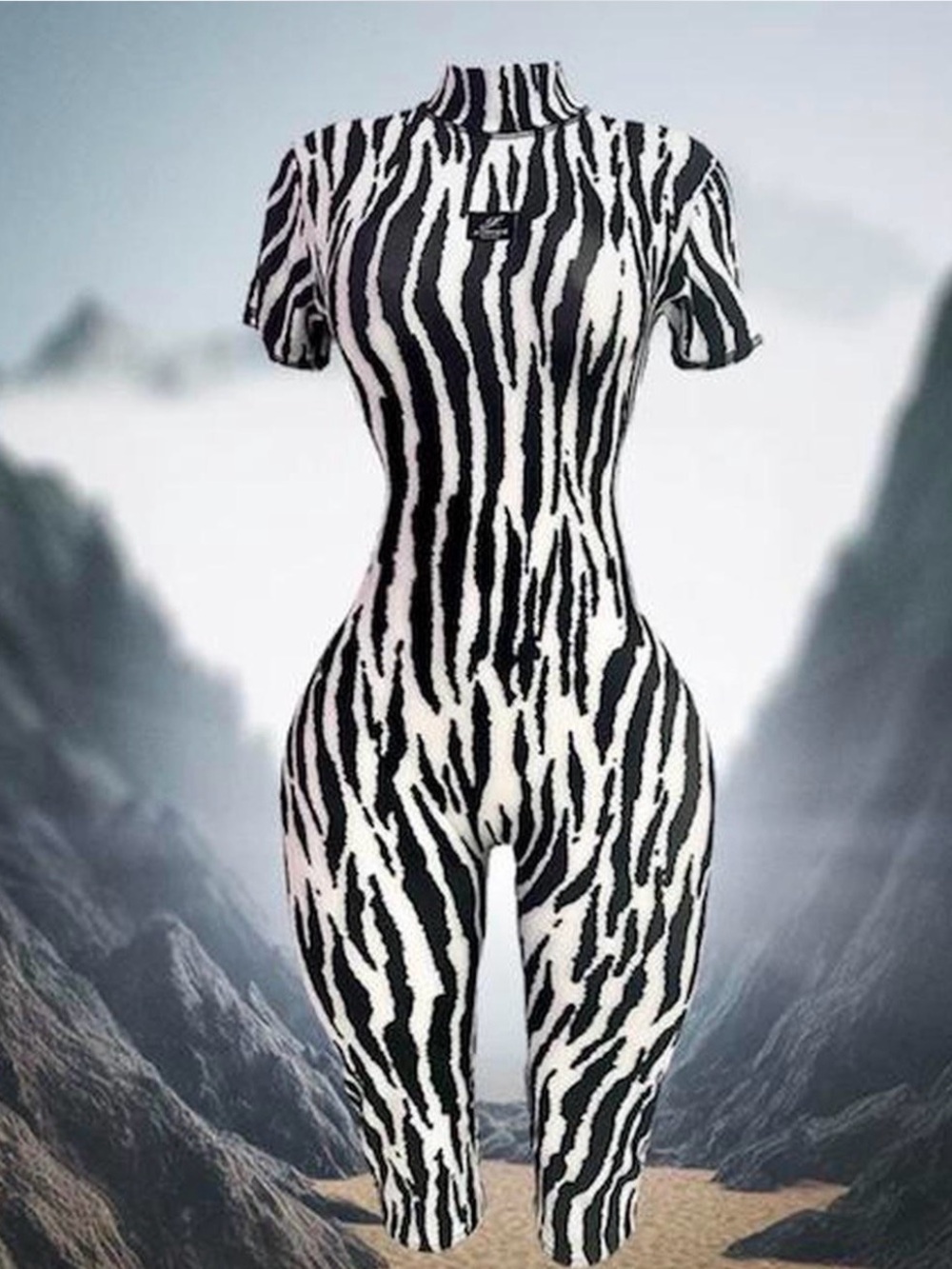 Jlorraine Zebra-Print Short Sleeve Jumpsuit - Black & White